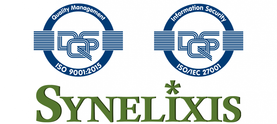 Synelixis certified with ISO 9001:2015 and ISO/IEC 27001:2017