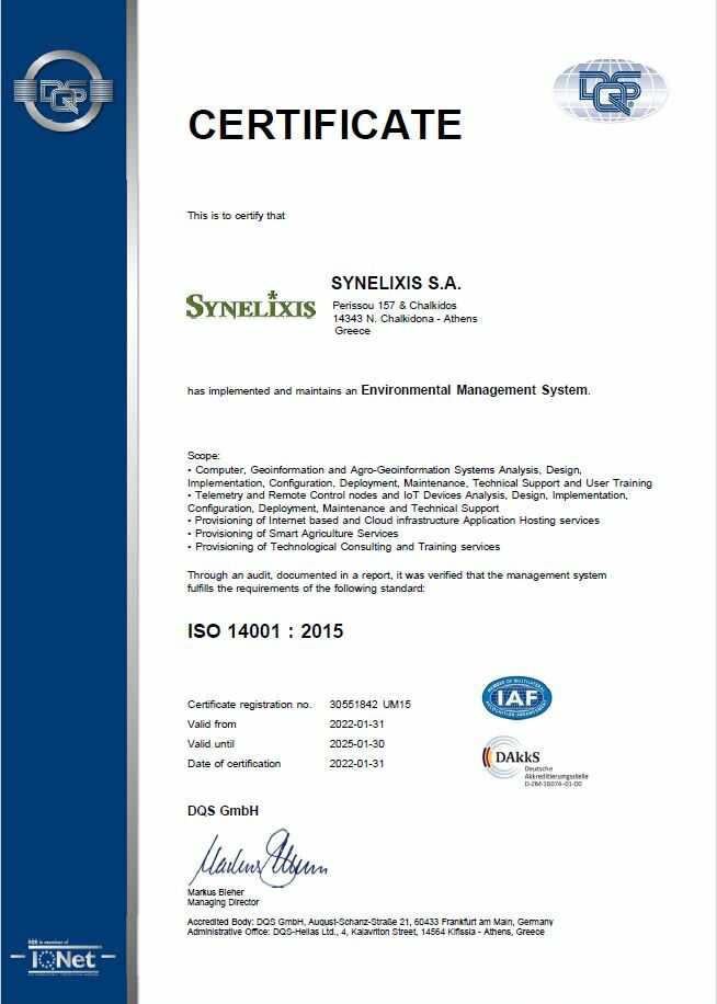 ISO certifcate 14001:2015